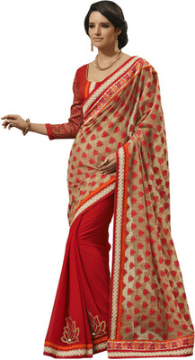

Desi Butik Self Design Fashion Crepe Saree(Orange)