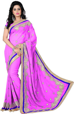 

Vishakha Fashion Embroidered Fashion Georgette Saree(Pink), Light pink