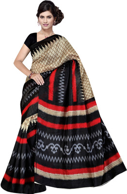 

Khoobee Self Design, Printed Fashion Art Silk Saree(Black, Multicolor)
