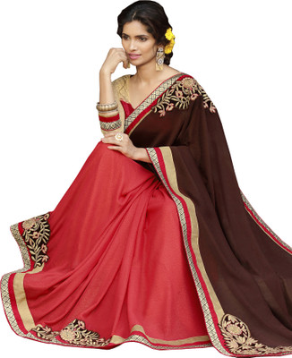 

Jiya Self Design, Embroidered, Embellished Fashion Georgette, Jacquard Saree(Brown, Red, Beige), Beige;brown;red