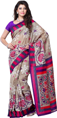 

JTInternational Floral Print Fashion Art Silk Saree(Multicolor)