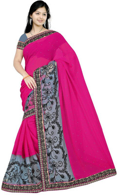 

Asha Fashion Embroidered Bollywood Georgette Saree(Pink), Hot pink