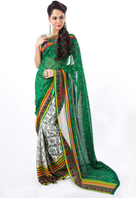 

Cenizas Printed Fashion Chiffon Saree(Multicolor), Green