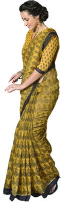 

Lovely Look Printed Daily Wear Cotton Saree(Yellow, Black)