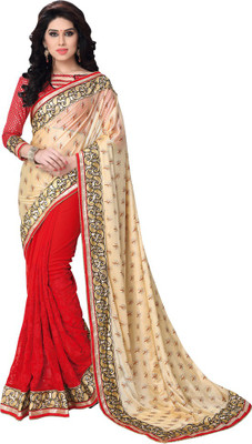 

Saara Printed Fashion Viscose Saree(Red), Cream and red