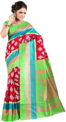 

Lovelylook Printed Daily Wear Art Silk Saree(Red, Green)