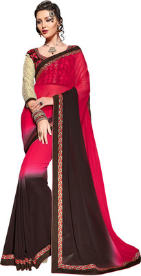 

Parisha Embroidered Daily Wear Georgette Saree(Red, Brown)