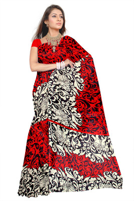 

svb sarees Printed Assam Silk Art Silk Saree(Beige), Multicolor