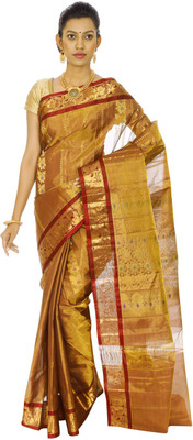 

Mahaveersilkcreations Woven Kanjivaram Handloom Pure Silk Saree(Maroon), Super maroon