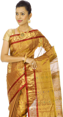 

Mahaveersilkcreations Woven Kanjivaram Handloom Tissue Saree(Maroon), Magic maroon