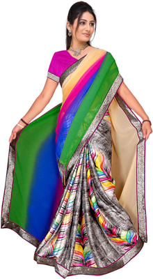 

Jiya Geometric Print Fashion Crepe Saree(Multicolor)