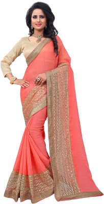 

Khoobee Self Design, Embroidered, Embellished Fashion Chiffon, Georgette Saree(Orange)