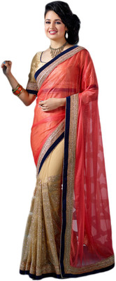 

M.S.Retail Embroidered Fashion Chiffon, Net Saree(Pink), Peachpuff