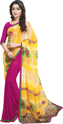 

Saara Floral Print, Self Design Daily Wear Georgette Saree(Yellow, Pink), Pink;yellow