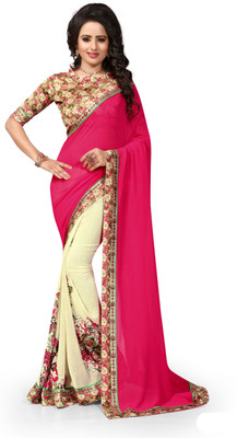 

Indianbeauty Self Design, Printed Fashion Georgette Saree(Pink, Beige), Beige;pink