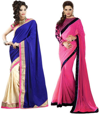 

Stylezone Self Design Fashion Chiffon Saree(Pack of 2, Multicolor)