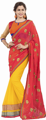 

Khushali Self Design, Embroidered Fashion Georgette Saree(Pink, Yellow, Multicolor), Multicolor;pink;yellow