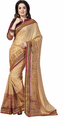 

Aarti Apparels Embroidered Bollywood Chiffon Saree(Beige)