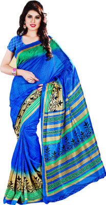 

M.S.Retail Printed Bhagalpuri Cotton, Silk Saree(Multicolor), Blue