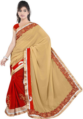 

Dancing Girl Embroidered Bollywood Georgette Saree(Beige)