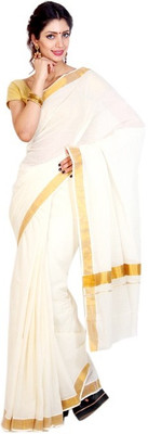 

Fashionkiosks Self Design Balarampuram Cotton Saree(Multicolor), Cream