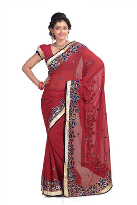 

Chirag Sarees Self Design Fashion Chiffon Saree(Maroon, Black), Rust