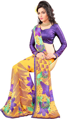 

Khoobee Self Design, Printed Fashion Georgette Saree(Yellow, Multicolor), Multicolor;yellow