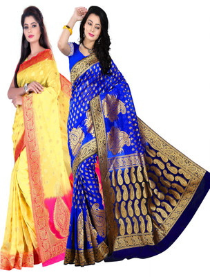 

Weavedeal Embellished Kanjivaram Silk Cotton Blend Saree(Pack of 2, Multicolor)