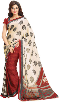 

Saara Printed Fashion Chiffon Saree(Maroon), Cream;maroon
