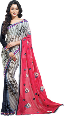 

Saara Floral Print, Self Design Daily Wear Georgette Saree(Grey, Pink)