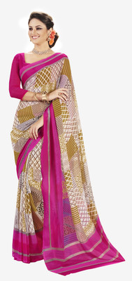 

Jiya Self Design, Printed Fashion Georgette Saree(Pink)