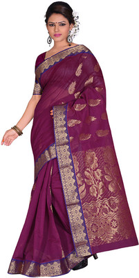 

Indianhandloom Self Design Coimbatore Cotton Saree(Purple), Magenta