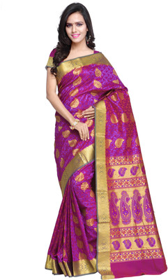 

Varkala Silk Sarees Printed Kanjivaram Art Silk Saree(Purple), Violet