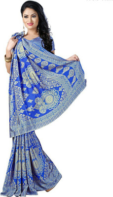 

Desi Butik Printed Fashion Crepe Saree(Blue)