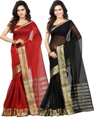 

Weavedeal Solid Banarasi Chanderi Saree(Pack of 2, Multicolor)