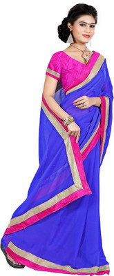 

Indian Wear Online Solid Fashion Chiffon Saree(Blue)