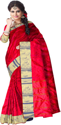

Javuli Woven Arani Pattu Handloom Silk Cotton Blend Saree(Red)
