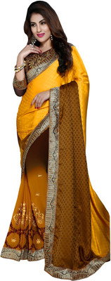 

Manthan Embroidered Daily Wear Georgette Saree(Pack of 2, Yellow, Brown), Dark yellow & brown