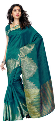 

Mimosa Woven Kanjivaram Tussar Silk Saree(Green)