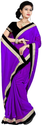 

Indian Wear Online Plain Fashion Chiffon Saree(Purple)