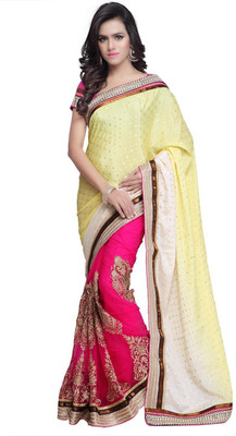 

JTInternational Self Design Bollywood Georgette Saree(Multicolor)