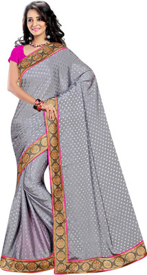

Khoobee Self Design, Embellished Fashion Jacquard Saree(Grey)
