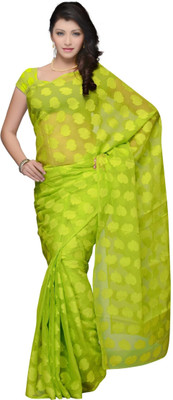 

JTInternational Self Design Fashion Jacquard Saree(Green)