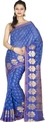 

Chandrakala Woven Banarasi Silk Cotton Blend Saree(Blue), Royal blue