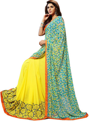 

Mathura Embroidered Fashion Chiffon Saree(Yellow, Green), Green;yellow