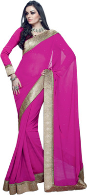 

Valeska Solid Fashion Georgette Saree(Pink)