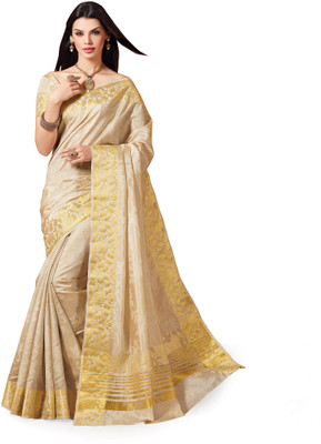 

Taanshi Solid Kanjivaram Tussar Silk Saree(Beige