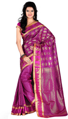 

Roopkala Silks Self Design Dharmavaram Art Silk Saree(Pink)