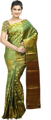 

Mimosa Woven Kanjivaram Art Silk Saree(Green)