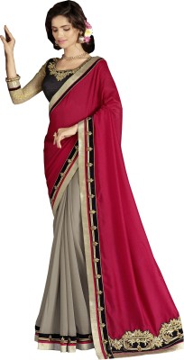 

Khoobee Self Design, Embroidered, Embellished Fashion Georgette, Jacquard Saree(Pink, Grey, Black, Beige), Beige;black;grey;pink